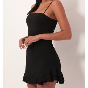 Black Lucy in the Sky Ruffle Dress in Black